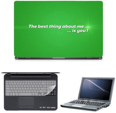 

Skin Yard Best is You Green Background Sparkle Laptop Skin with Screen Protector & Keyguard -15.6 Inch Combo Set