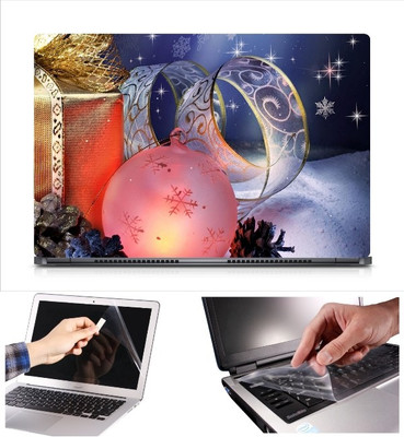 

Skin Yard Christmas Decoration Laptop Skin Decal with Keyguard & Screen Protector -15.6 Inch Combo Set