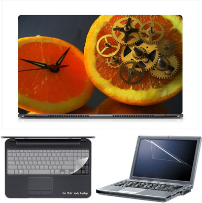 

Skin Yard Orange Clock Work Laptop Skin Decal with Keyguard & Screen Protector -15.6 Inch Combo Set