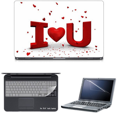 

Skin Yard 3D I Love You Flying Heart Sparkle Laptop Skin with Screen Protector & Keyguard -15.6 Inch Combo Set
