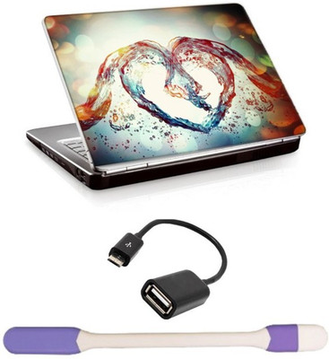 

Skin Yard Water Love Heart Shape Laptop Skin -14.1 Inch with USB LED Light & OTG Cable (Assorted) Combo Set