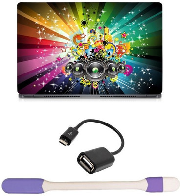 

Skin Yard Music Abstract Colourful Background Laptop Skin with USB LED Light & OTG Cable - 15.6 Inch Combo Set