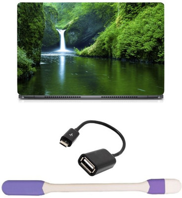 

Skin Yard Nature Water Fall Laptop Skin -14.1 Inch with USB LED Light & OTG Cable (Assorted) Combo Set