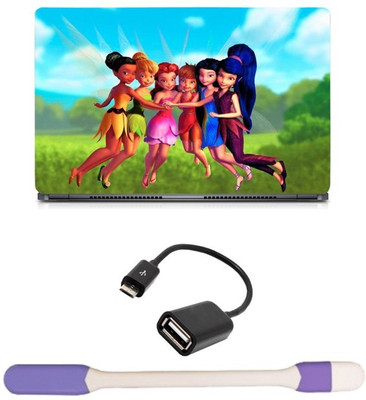 

Skin Yard Disney Tiner Well Movie Laptop Skin -14.1 Inch with USB LED Light & OTG Cable (Assorted) Combo Set