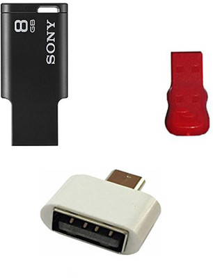 

Sony 8 GB tinny Micro Vault Pendrive with OTG adapter and card reader Combo Set