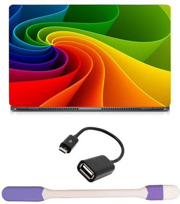 

Skin Yard 3D Rainbow Abstract Laptop Skin -14.1 Inch with USB LED Light & OTG Cable (Assorted) Combo Set