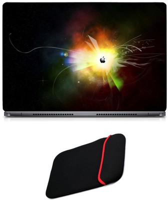 

Skin Yard Apple Logo In Coloured Galaxy Sparkle Laptop Skin/Decal with Reversible Laptop Sleeve - 14.1 Inch Combo Set