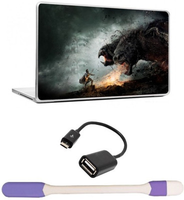 

Skin Yard Titanes Warrior Laptop Skin -14.1 Inch with USB LED Light & OTG Cable (Assorted) Combo Set