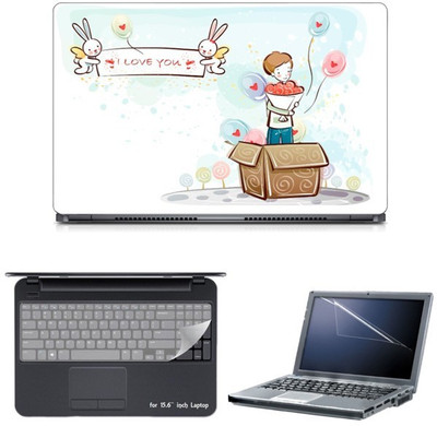 

Skin Yard Cartoon Love Pendant Present Sparkle Laptop Skin with Screen Protector & Keyguard -15.6 Inch Combo Set