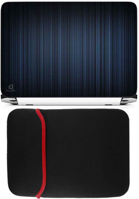 

FineArts Vertical Blue lines Laptop Skin with Reversible Laptop Sleeve Combo Set