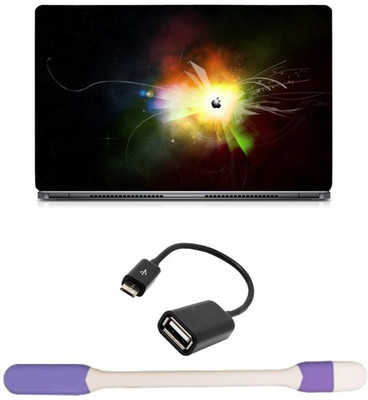 

Skin Yard Apple Logo In Coloured Galaxy Sparkle Laptop Skin with USB LED Light & OTG Cable - 15.6 Inch Combo Set