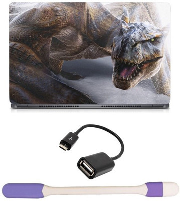 

Skin Yard Monster Dinasaurs Laptop Skin with USB LED Light & OTG Cable - 15.6 Inch Combo Set