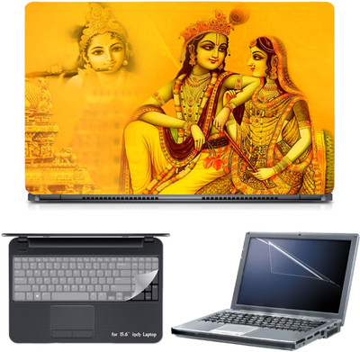 

Skin Yard 3in1 Combo- Radha Krishna Yellowish Laptop Skin with Screen Protector & Keyguard -15.6 Inch Combo Set