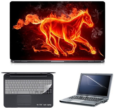 

Skin Yard Running Fire Horse Laptop Skin with Screen Protector & Keyguard -15.6 Inch Combo Set