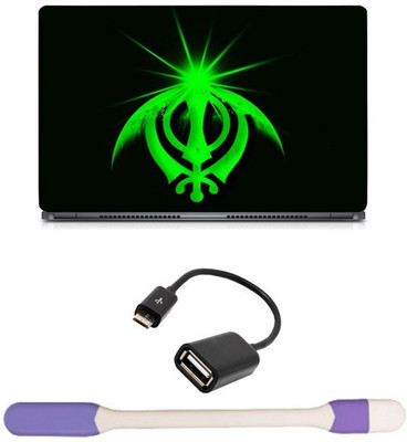 

Skin Yard Sikh Symbol Laptop Skin with USB LED Light & OTG Cable - 15.6 Inch Combo Set
