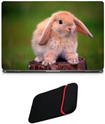 

Skin Yard Cute Heart Warming Rabbit Sparkle Laptop Skin/Decal with Reversible Laptop Sleeve - 14.1 Inch Combo Set