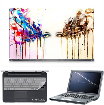 

Skin Yard Colourful Eyes Abstract Laptop Skin Decal with Keyguard & Screen Protector -15.6 Inch Combo Set