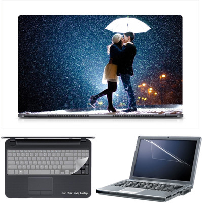 Skin Yard Love Couple Snow Rain Laptop Skin Decal with Keyguard & Screen Protector -15.6 Inch Combo Set