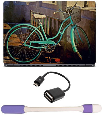 

Skin Yard Vintage Cycle Photography Laptop Skin with USB LED Light & OTG Cable - 15.6 Inch Combo Set