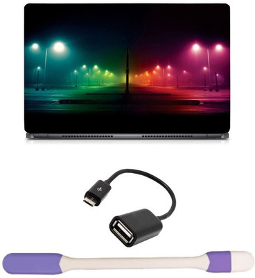 

Skin Yard Colorful Street Light Sparkle Laptop Skin -14.1 Inch with USB LED Light & OTG Cable (Assorted) Combo Set
