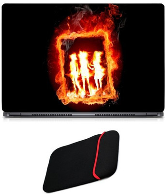 

Skin Yard Dancing Girl Fire Frame Laptop Skin/Decal with Reversible Laptop Sleeve - 15.6 Inch Combo Set