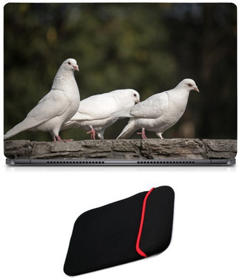 

Skin Yard White Dove Birds Sparkle Laptop Skin/Decal with Reversible Laptop Sleeve - 15.6 Inch Combo Set