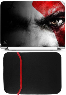 

FineArts Red Mark Eye Laptop Skin With Reversible Laptop Sleeve Combo Set