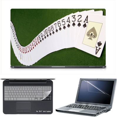 

Skin Yard Artistic Card Deck Laptop Skin Decal with Keyguard & Screen Protector -15.6 Inch Combo Set
