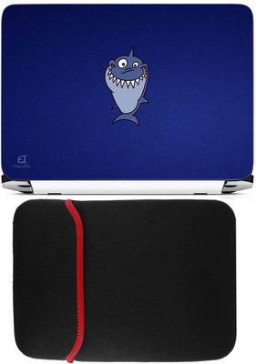 

FineArts Blue Shark Laptop Skin with Reversible Laptop Sleeve Combo Set