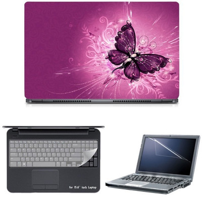

Skin Yard Pink Butterfly Abstract Laptop Skin with Screen Protector & Keyguard -15.6 Inch Combo Set