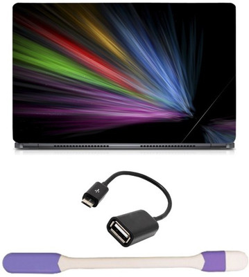 

Skin Yard Colourful Universe Rays Laptop Skin with USB LED Light & OTG Cable - 15.6 Inch Combo Set