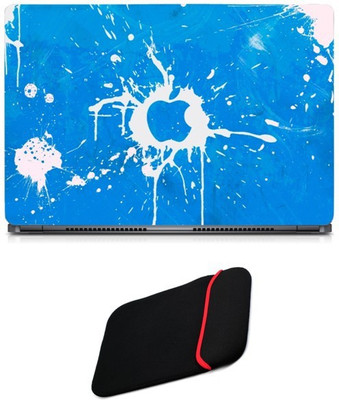 

Skin Yard Blue Apple Logo on White Splash Sparkle Laptop Skin/Decal with Reversible Laptop Sleeve - 15.6 Inch Combo Set