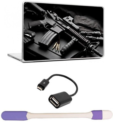

Skin Yard Military Gun Laptop Skin -14.1 Inchs with USB LED Light & OTG Cable (Assorted) Combo Set