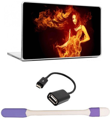

Skin Yard Fire Girl Laptop Skins with USB LED Light & OTG Cable - 15.6 Inch Combo Set