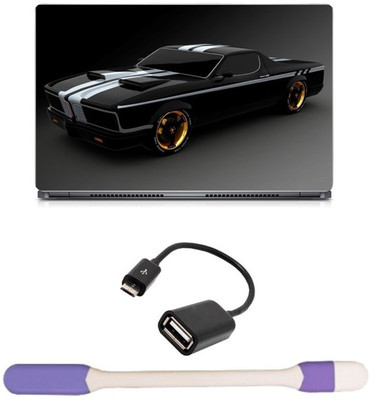 

Skin Yard 3D Cool Black Car Laptop Skin with USB LED Light & OTG Cable - 15.6 Inch Combo Set