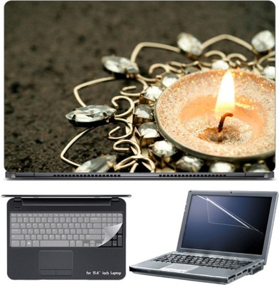 

Skin Yard Elegant Candle With Black Glitter Laptop Skin with Screen Protector & Keyboard Skin -15.6 Inch Combo Set
