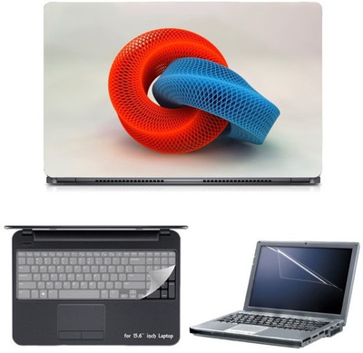 

Skin Yard 3D Red Blue Fractal Abstract Waves Sparkle Laptop Skin with Screen Protector & Keyguard -15.6 Inch Combo Set