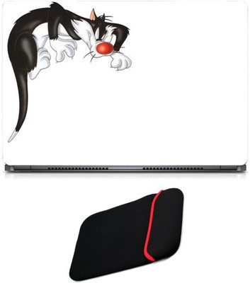

Skin Yard Crazy Cat Laptop Skin/Decal with Reversible Laptop Sleeve - 14.1 Inch Combo Set