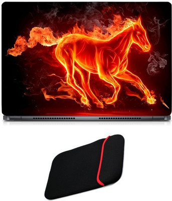 

Skin Yard Running Fire Horse Laptop Skin/Decal with Reversible Laptop Sleeve - 15.6 Inch Combo Set
