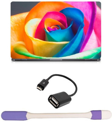 

Skin Yard Colourful Flower Petals Laptop Skin -14.1 Inch with USB LED Light & OTG Cable (Assorted) Combo Set