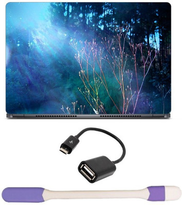 

Skin Yard Blue Summer Morning Laptop Skin -14.1 Inch with USB LED Light & OTG Cable (Assorted) Combo Set