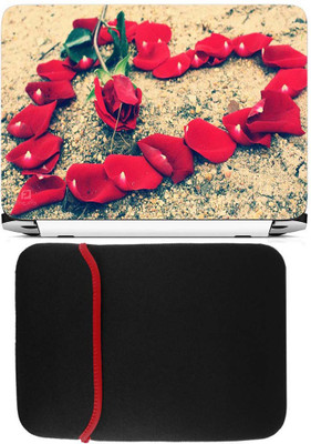 

FineArts Rose Petals Heart Laptop Skin with Reversible Laptop Sleeve Combo Set
