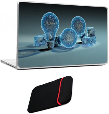 

Skin Yard Light Bulb Ice Abstract Laptop Skin/Decals with Reversible Laptop Sleeve - 15.6 Inch Combo Set