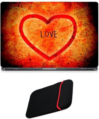 

Skin Yard Splash of Colour Love Heart Band Sparkle Laptop Skin/Decal with Reversible Laptop Sleeve - 15.6 Inch Combo Set