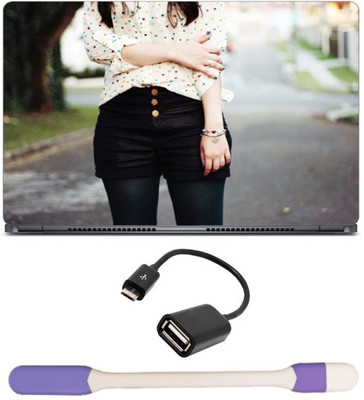 

Skin Yard Vintage Heart Pattern Girl Laptop Skin with USB LED Light & OTG Cable - 15.6 Inch Combo Set