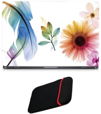 

Skin Yard Feather Flower Laptop Skin/Decal with Reversible Laptop Sleeve - 14.1 Inch Combo Set