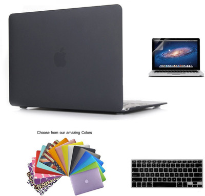 

LUKE For Macbook 12-Inch 12" Retina Display BLACK Case Laptop Computer Rubberized Hard Shell Case Cover and Keyboard Cover for Model A1534 Combo Set
