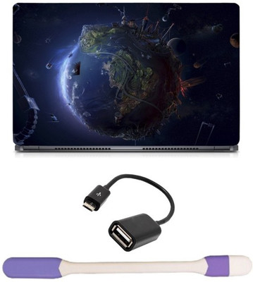 

Skin Yard Blue Planet Earth Laptop Skin -14.1 Inch with USB LED Light & OTG Cable (Assorted) Combo Set