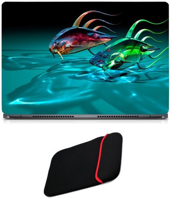 

Skin Yard Fish Facebook Cover Laptop Skin/Decal with Reversible Laptop Sleeve - 14.1 Inch Combo Set
