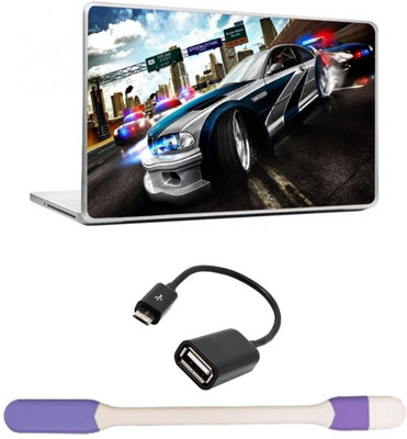 

Skin Yard Car Drift Laptop Skin -14.1 Inch with USB LED Light & OTG Cable (Assorted) Combo Set